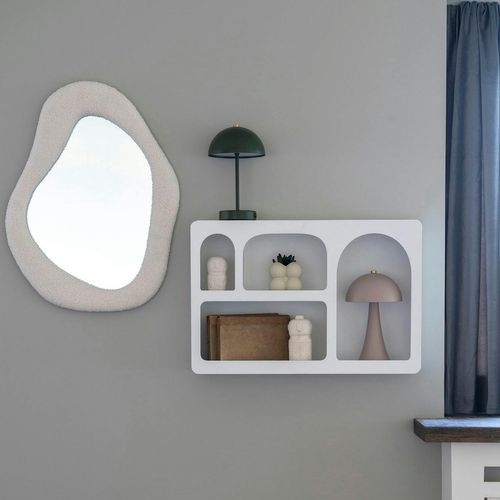 Miroir Design Organique Avec Cadre Bouclette Blanche 61cm Brig