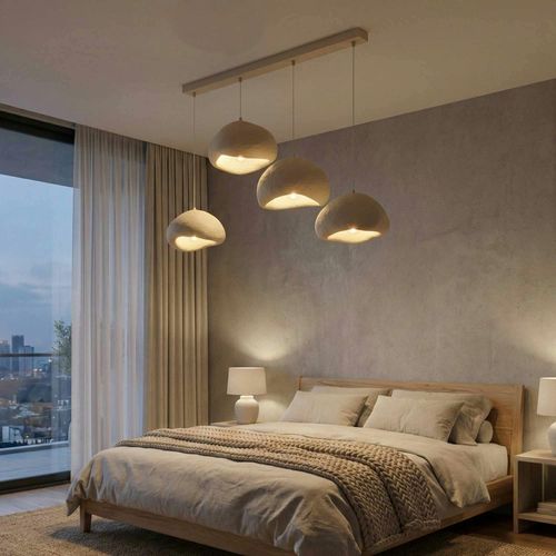 Suspension De Table Beige Organique 4 Lampes 154 Cm Noxis