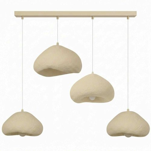 Suspension De Table Beige Organique 4 Lampes 154 Cm Noxis
