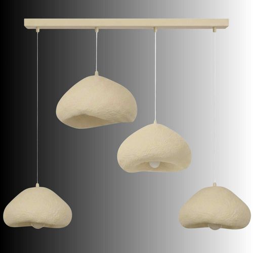 Suspension De Table Beige Organique 4 Lampes 154 Cm Noxis