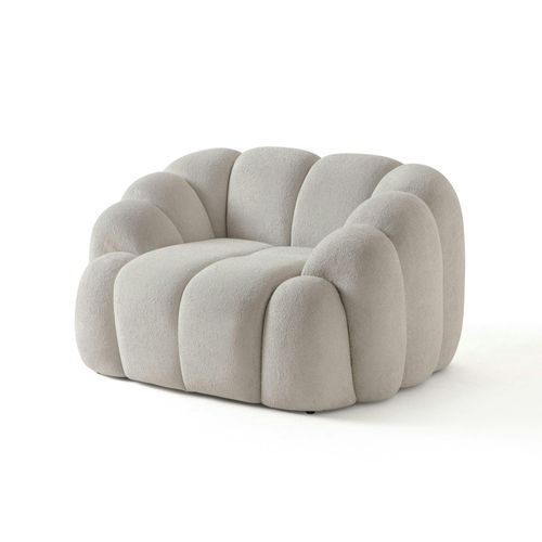 Fauteuil De Salon Blanc écru Design Arrondi Onda