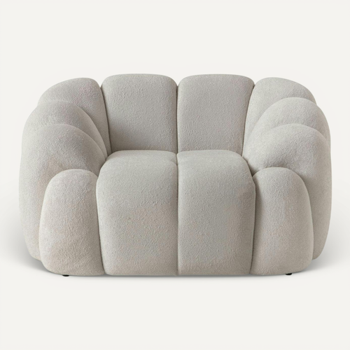 Fauteuil De Salon Blanc écru Design Arrondi Onda