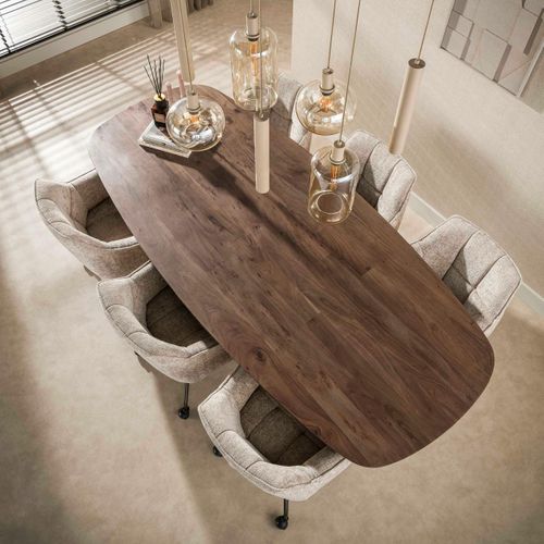 Table à Manger Bois Foncé Pied Central 240 Cm Mysore