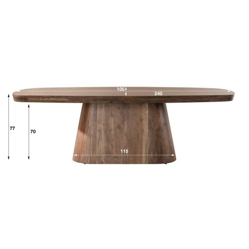 Table à Manger Bois Foncé Pied Central 240 Cm Mysore