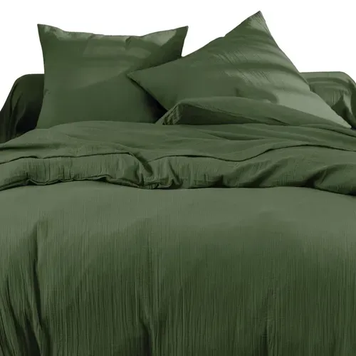 Housse De Couette 200x200 Vert Kaki En Coton