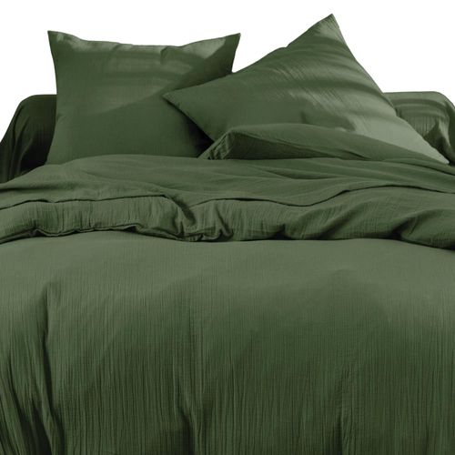 Housse De Couette 200x200 Vert Kaki En Coton