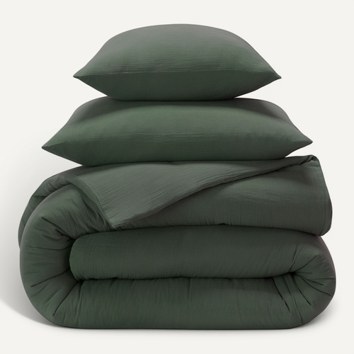 Housse De Couette 200x200 Vert Kaki En Coton