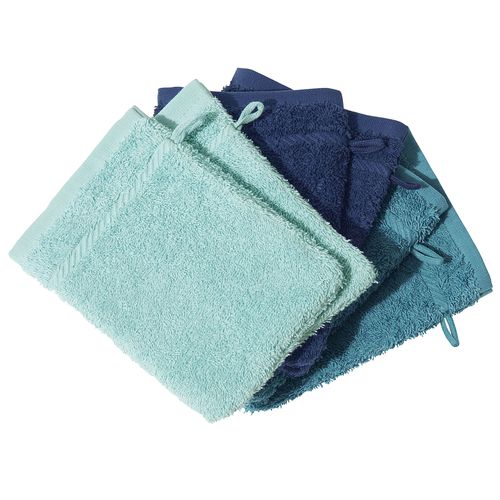 Lot De 6 Gant De Toilette 15x20 Bleu En Acrylique
