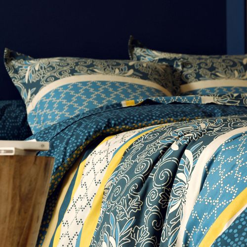 Housse De Couette 260x240 Bleu En Coton