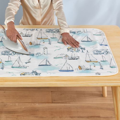 Housse, Nappe Repassage Moyen Bleu En Textile