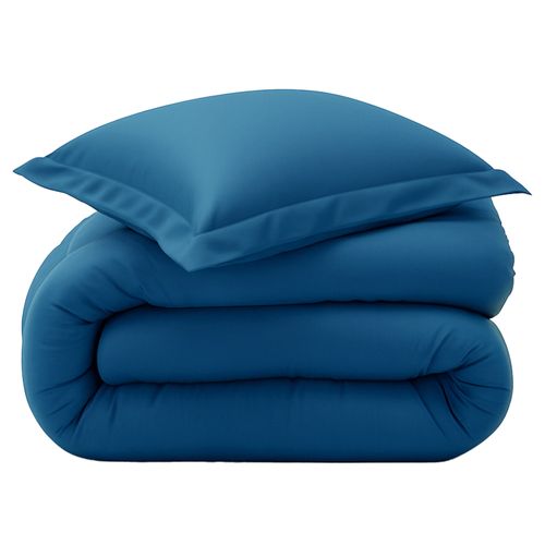Housse De Couette 260x240 Bleu Nuit En Coton