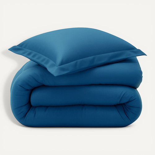 Housse De Couette 260x240 Bleu Nuit En Coton