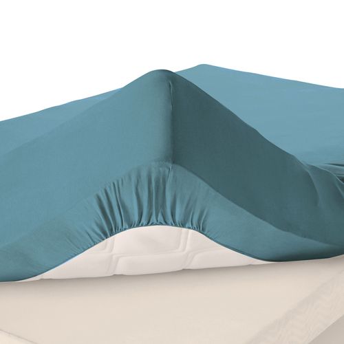 Drap-housse Grand Bonnet 160x200x30 Bleu Aqua En Coton