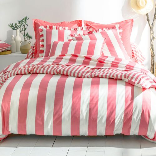 Taie Volant 63x63 Rose Bonbon En Coton