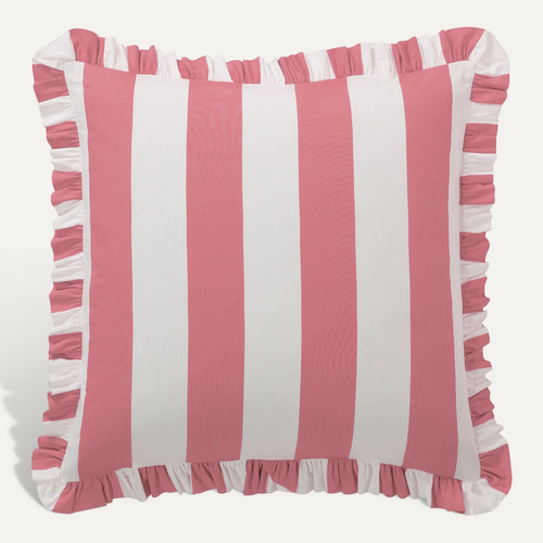 Taie Volant 63x63 Rose Bonbon En Coton