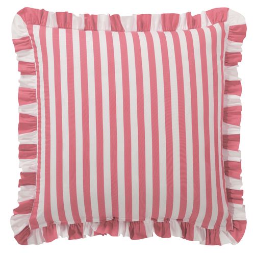 Taie Volant 63x63 Rose Bonbon En Coton