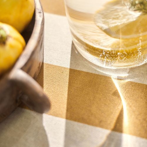 Nappe 140x140 Jaune Ocre En Coton