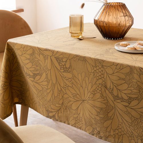 Nappe en Coton et Lin Ocre Brun 180X250