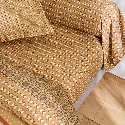 Drap-housse 140x190x28 Jaune Ocre En Coton