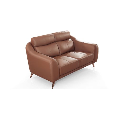 Canapé 2 Places En Cuir Sianna Cognac - Angle Droit