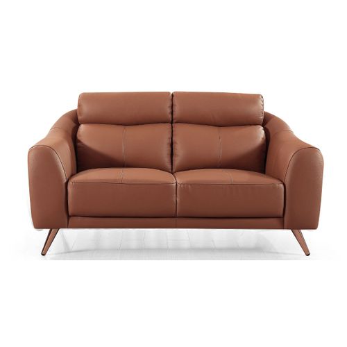 Canapé 2 Places En Cuir Sianna Cognac - Angle Droit