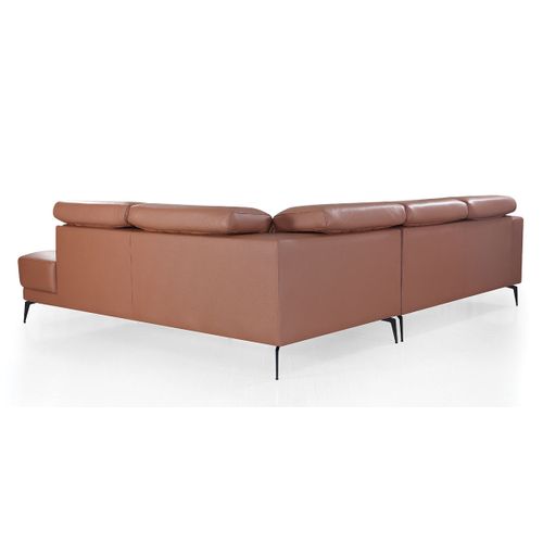 Canapé D'angle En Cuir Evan Cognac - Angle Gauche
