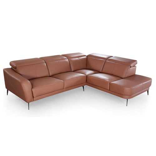 Canapé D'angle En Cuir Evan Cognac - Angle Gauche