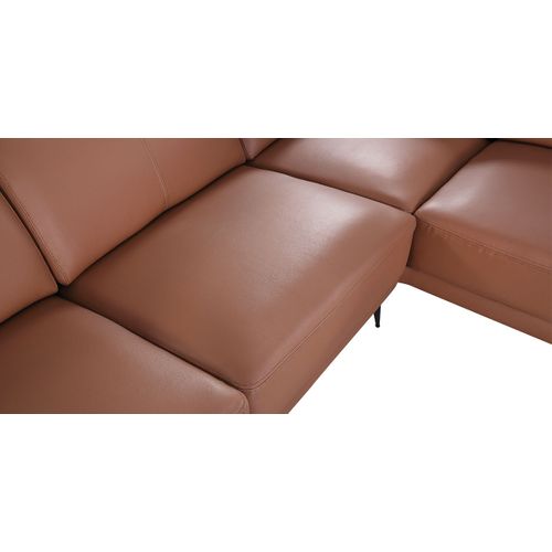 Canapé D'angle En Cuir Evan Cognac - Angle Gauche