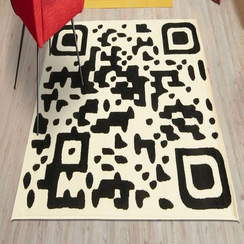 Tapis Chambre 80x150 Tissé Noir Rectangle Motif Géométrique Lyn1 Qr