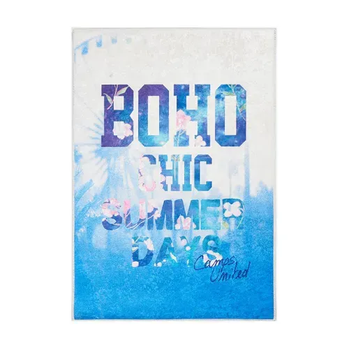 Tapis Enfant 80x120 Rectangle Tissé Bleu Boho