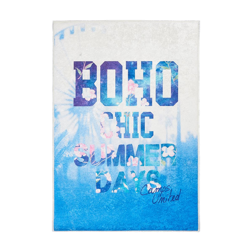 Tapis Enfant 80x120 Rectangle Tissé Bleu Boho