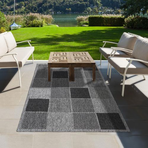 Tapis Extérieur 120x170 Tissé Kilim Gris Clair Et Gris Foncé Clair Lyn45 Sunsau 5