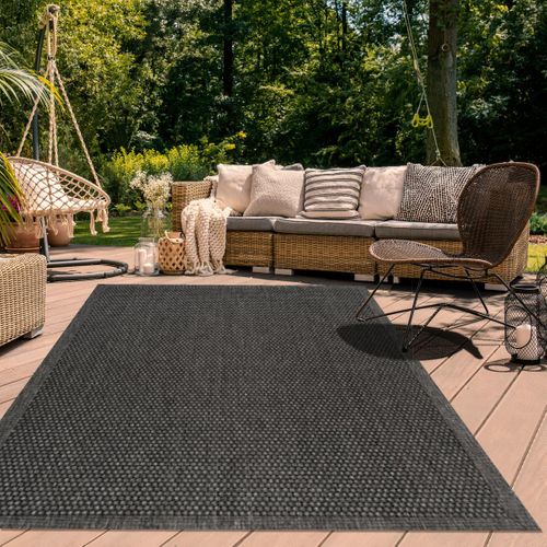Tapis Extérieur 120x170 Tissé Kilim Gris Lyn45 Sunsau 7