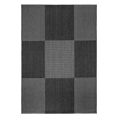 Tapis Extérieur 67x140 Tissé Kilim Anthracite Et Gris Externa