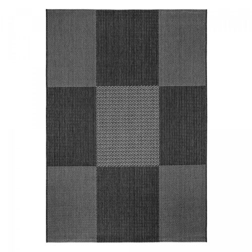 Tapis Extérieur 67x140 Tissé Kilim Anthracite Et Gris Externa