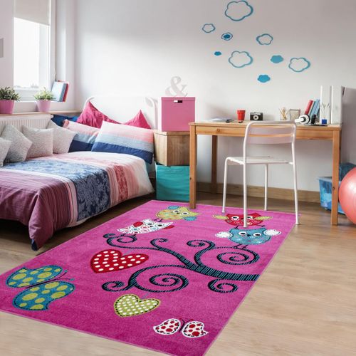 Tapis Enfant 120x170 Rectangle Tissé Violet Et Gris Kid's