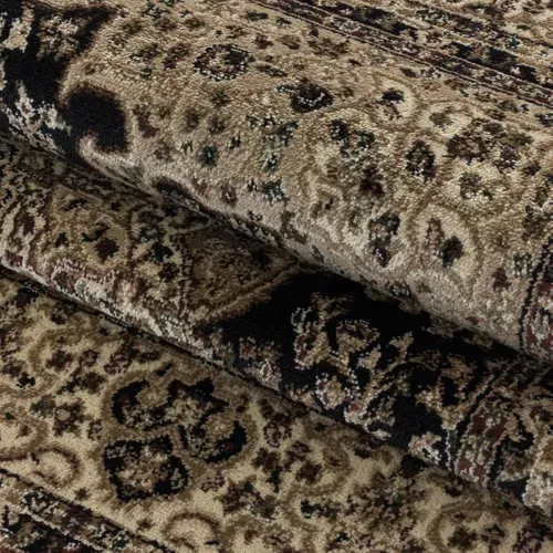 Tapis Orient 300x400 Rectangle Noir Et Beige Tissé Motif Classique Tibricam