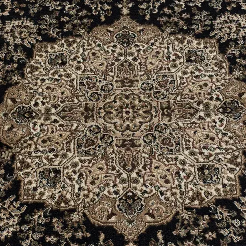 Tapis Orient 300x400 Rectangle Noir Et Beige Tissé Motif Classique Tibricam