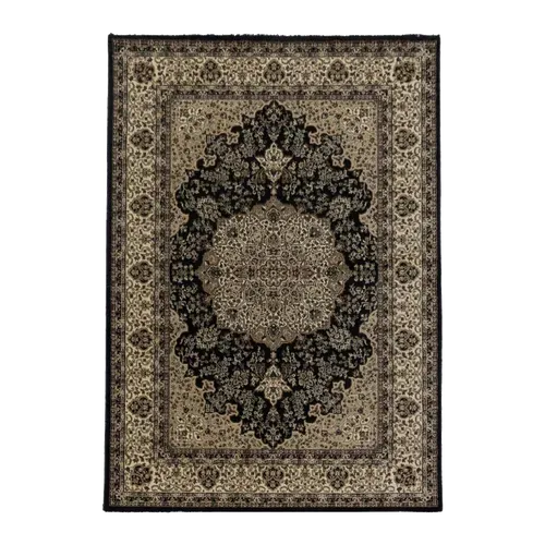 Tapis Orient 300x400 Rectangle Noir Et Beige Tissé Motif Classique Tibricam