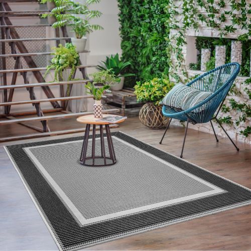 Tapis Salle à Manger 200x290 Tissé Gris Rectangle Motif Simple Grati
