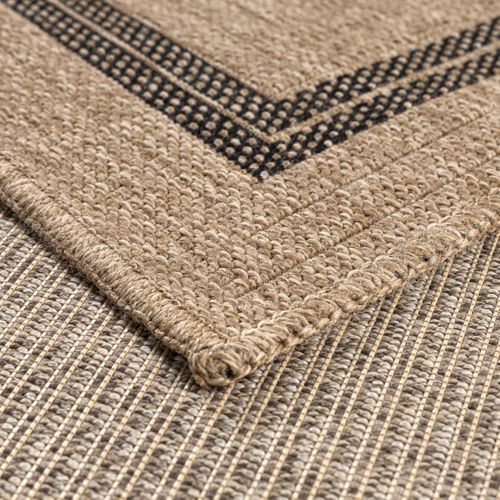 Tapis Extérieur 80x150 Tissé Kilim Beige Et Noir Jute Art 5