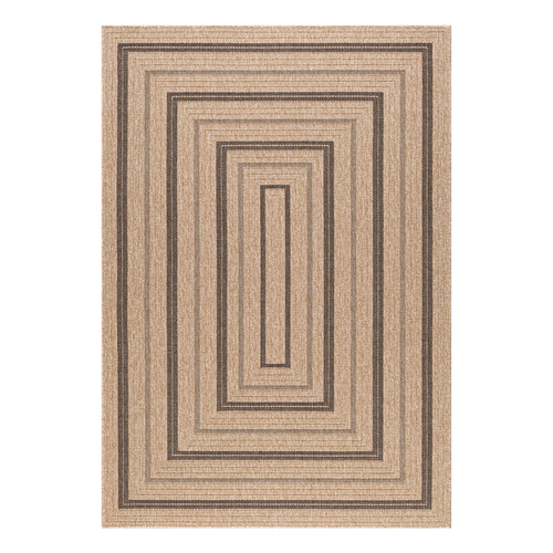 Tapis Extérieur 80x150 Tissé Kilim Beige Et Noir Jute Art 5
