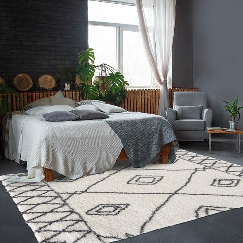 Tapis Berbère Rond D.120cm Tissé Motif Ethnic Lyn4 Doux 2 Crème
