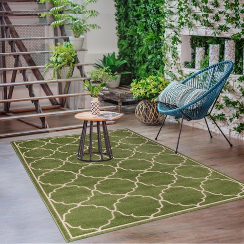 Tapis Extérieur 160x230 Tissé Kilim Vert Kuma