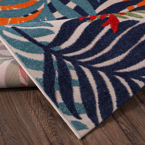 Tapis Extérieur 160x230 Tissé Kilim Bleu Et Rouge Chimek