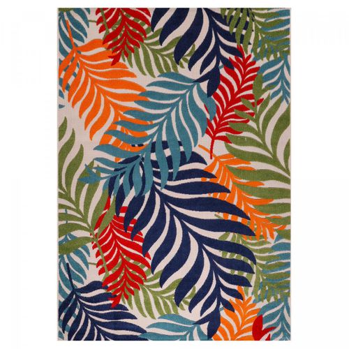 Tapis Extérieur 160x230 Tissé Kilim Bleu Et Rouge Chimek