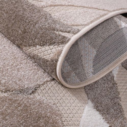 Tapis Rond D'extérieur D.150cm Tissé Kilim Beige Et Crème Chimeki