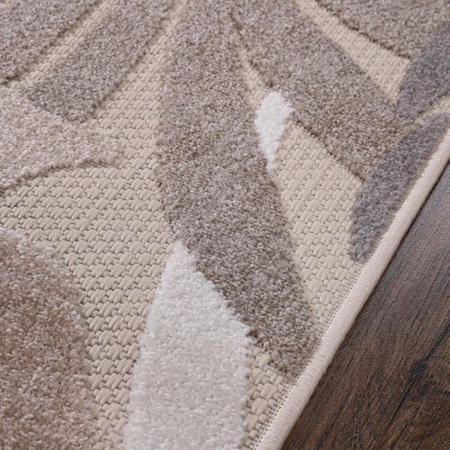 Tapis Rond D'extérieur D.150cm Tissé Kilim Beige Et Crème Chimeki