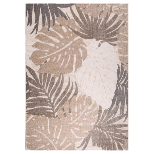 Tapis Rond D'extérieur D.150cm Tissé Kilim Beige Et Crème Chimeki