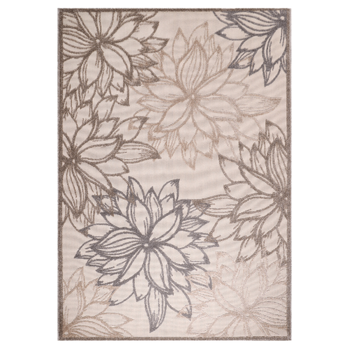Tapis Rond D'extérieur D.120cm Tissé Kilim Marron Et Crème Chimeko